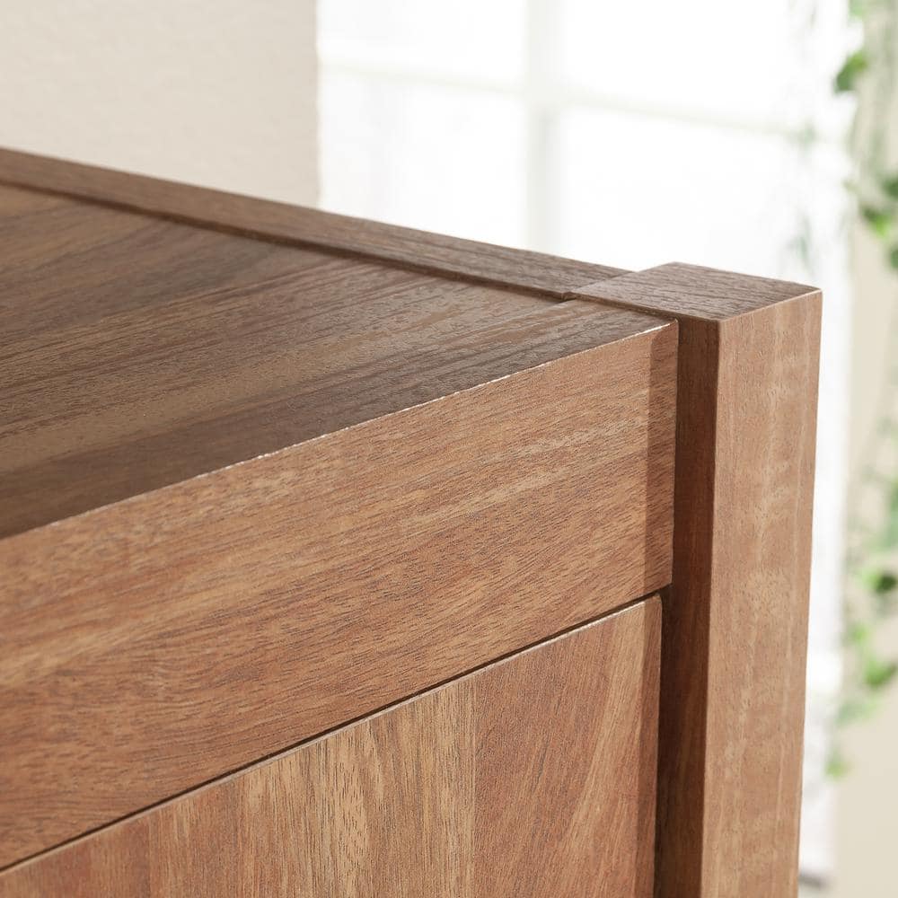 60" Sindoori Mango MDF Desktop Hutch with Sliding Doors