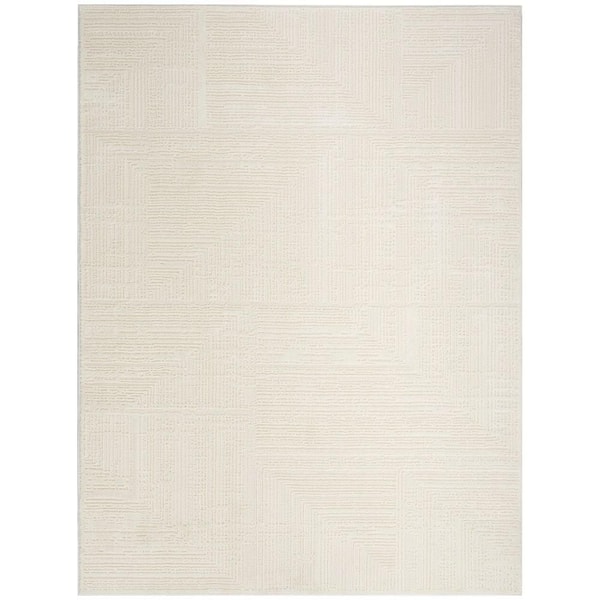 Eco-Friendly Ivory 9 ft. x 12 ft. Abstract Contemporary Area Rug