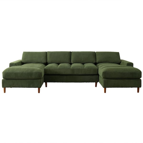 Monland 132 in. Square Arm Polyester Corduroy Upholstery U