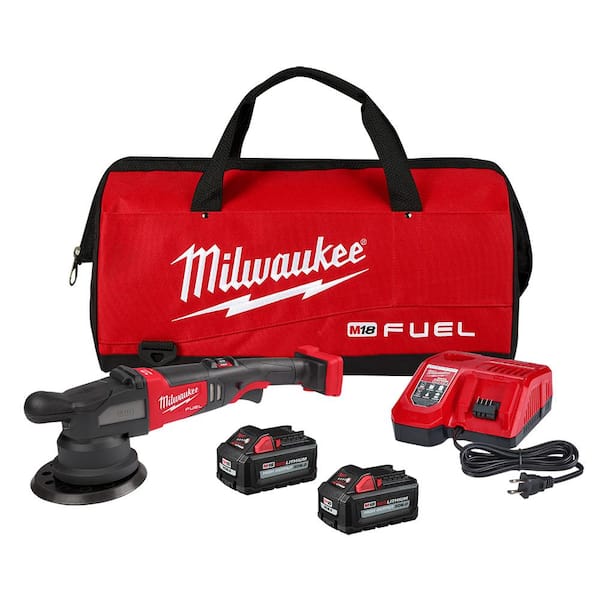 Milwaukee M18 FUEL18V Lithium-Ion Brushless Cordless 21 mm DA Polisher Kit with (2) M18 Batteries, Charger and Bag