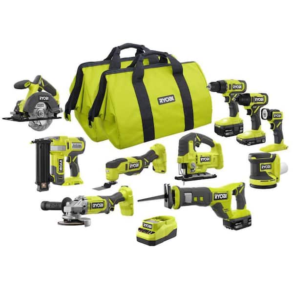 ONE+ 18V Cordless 10-Tool Combo Kit with (1) Compact Battery and (2) 4.0 Ah Batteries and Charger