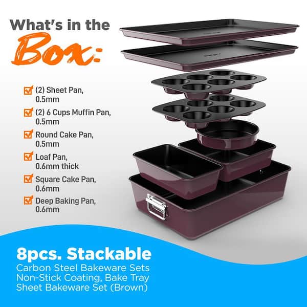 Gotham Steel 6 Pc Stackable Bakeware Set/Baking Pans Set Nonstick with Oven  Pans + Baking Sheet Set and Wire Rack, Complete Baking Set for Kitchen
