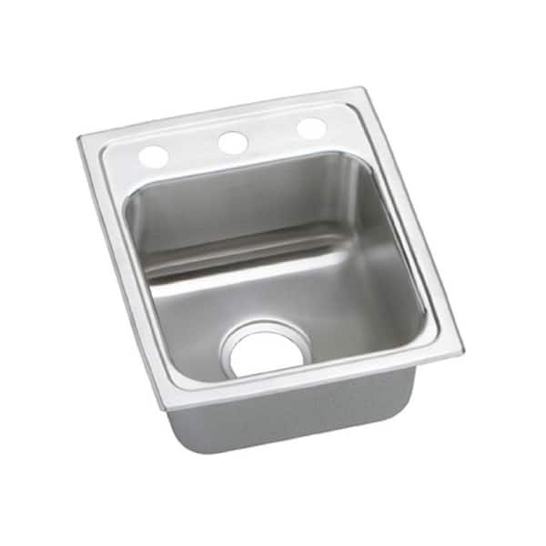 Elkay Lustertone 15in Drop In 1 Bowl 18 Gauge Stainless Steel Sink