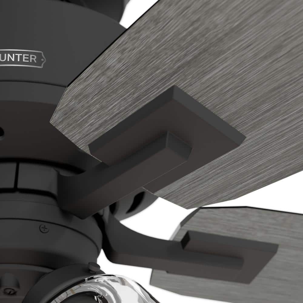 52" Matte Black Ceiling Fan with LED Light and Remote