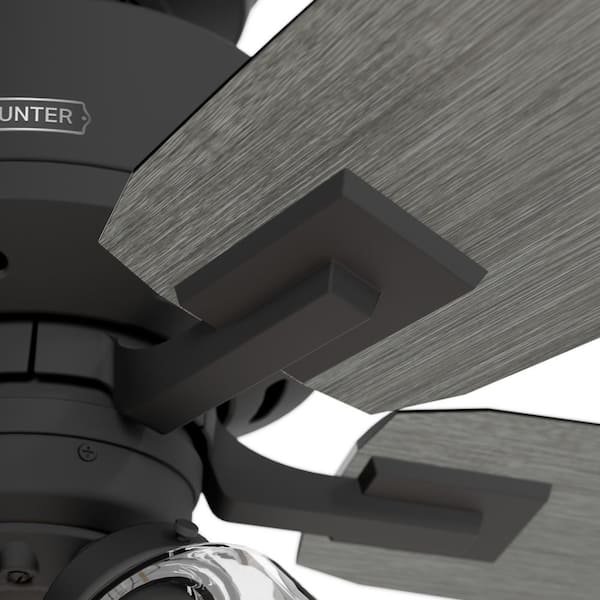 Hunter - Gatlinburg 52 in. Indoor Matte Black Ceiling Fan with Light Kit and Remote Included