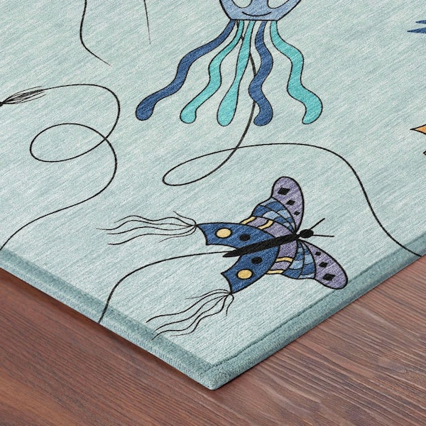 Chantille Machine Washable Indoor/Outdoor Abstract ACN2659 Sky 8 ft. x 10 ft. Area Rug
