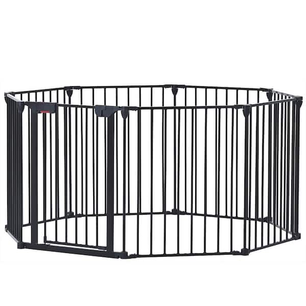 200 in. Adjustable Safety Gate 8-Panels Play Yard Metal Doorways Fireplace Fence Christmas Tree Fence Gate, Steel