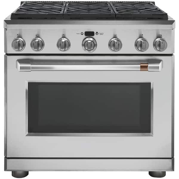 Cafe 36 in. 6.2 cu. ft. Gas Range with Self-Cleaning Convection Oven in Stainless Steel