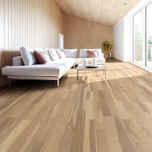 Natural Hickory 1/2 in. T x 5 in. W Tongue and Groove Wire Brushed Engineered Hardwood Flooring (840 sq. ft./case)