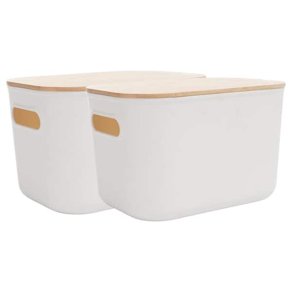 Afoxsos White 10.23 in. x 7.08 in. x 6.3 in. Plastic Storage Bins