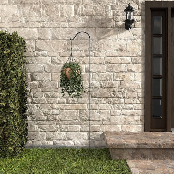 Fuchsia 84 in. Black Steel Shepherd Hook