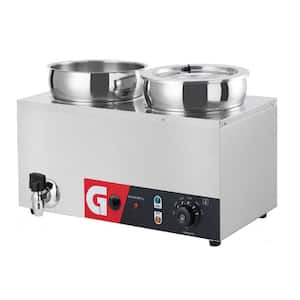 14.8 Qt./14 l 2-Crock Commercial Soup Warmer Buffet Server, Soup Station in Stainless Steel with 2-Warming Sections