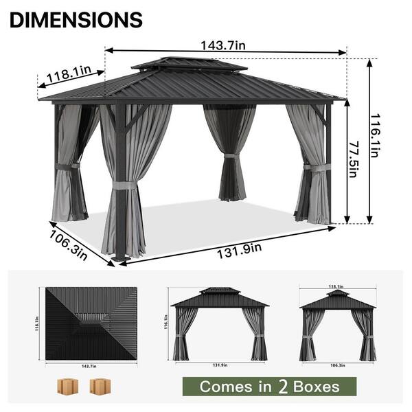 Sizzim 12 ft. x 10 ft. Outdoor Galvanized Steel Double Roof