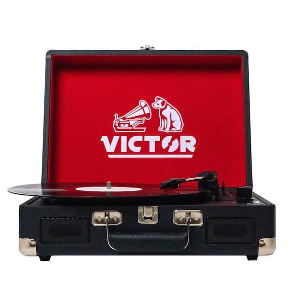 Victor Metro Portable Suitcase Turntable Record Player with Dual