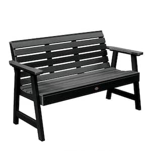 Weatherly 60 in. 2-Person Black Recycled Plastic Outdoor Garden Bench