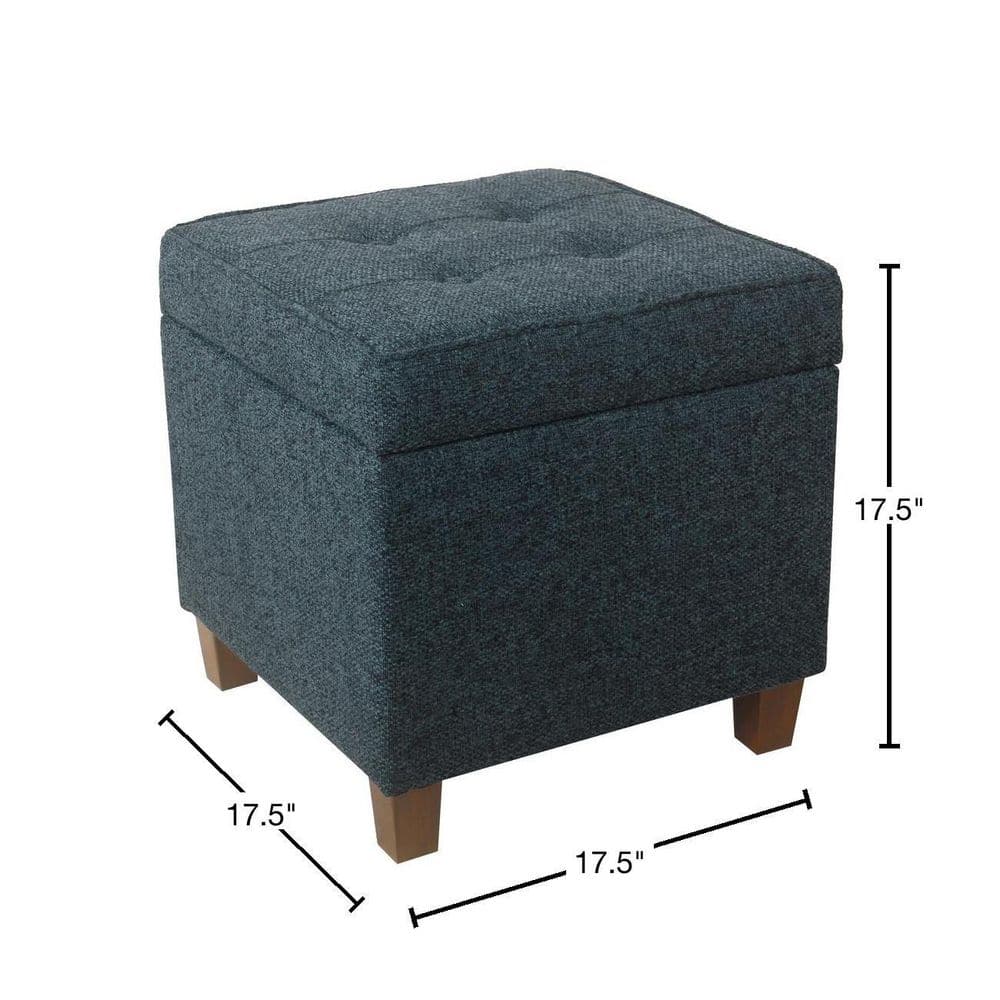 Small Textured Navy Tufted Storage Ottoman