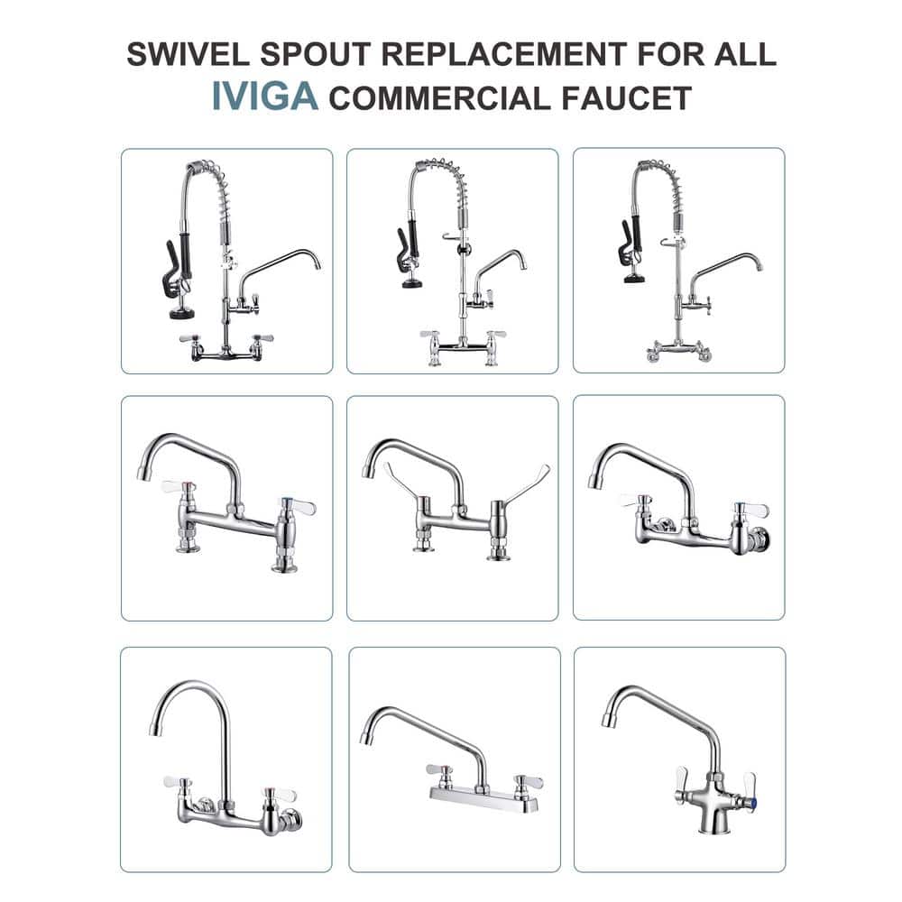 12" Polished Chrome Swivel Kitchen Faucet Spout Replacement
