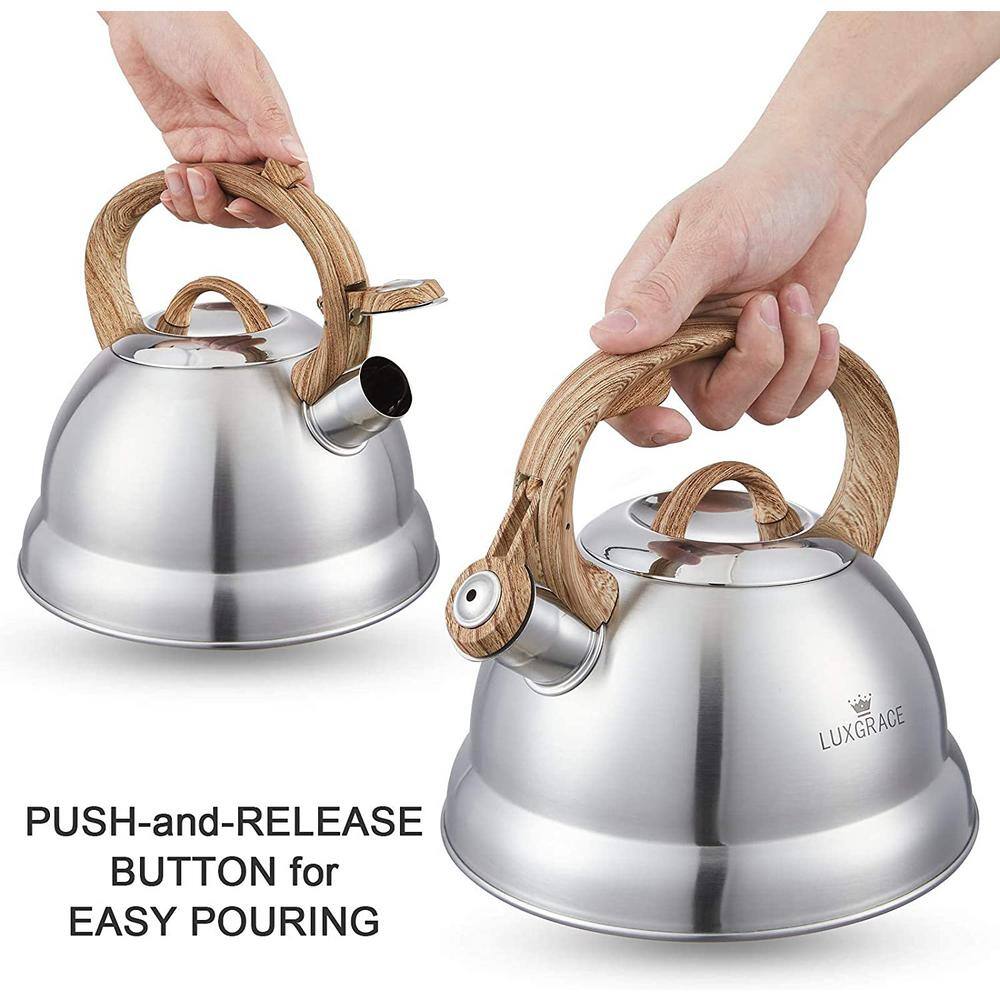 2.3 Qt Stainless Steel Whistling Tea Kettle with Wood Handle