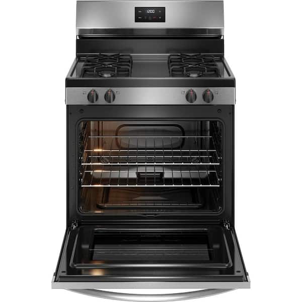 Frigidaire - 30 in. 4-Burner Freestanding Gas Range in Stainless Steel with Even Baking Technology