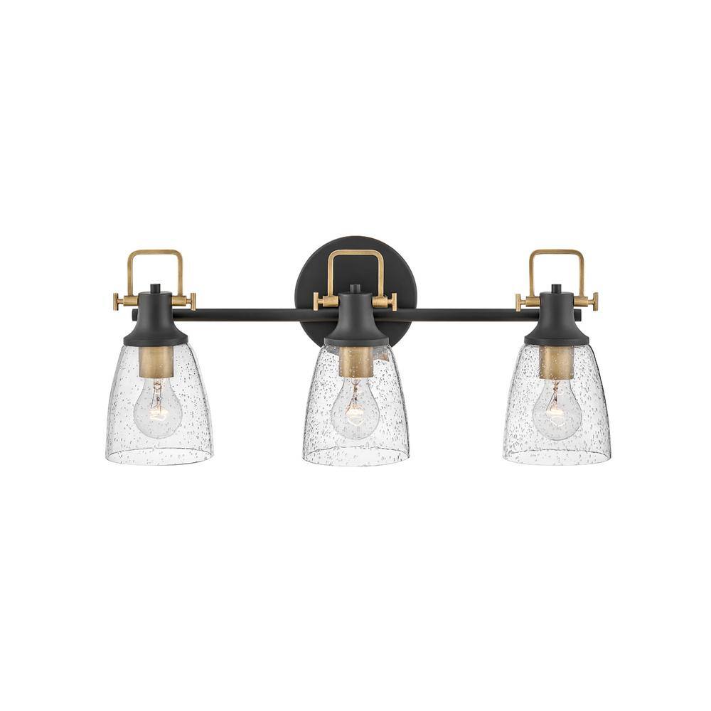 Easton Black and Brass 3-Light Vanity Fixture