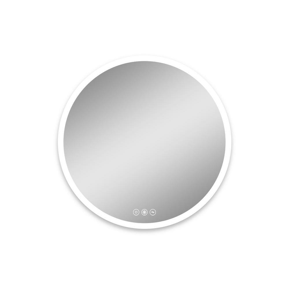 26 in. W x 26 in. H Round Frameless LED Wall Mount Anti-Fog Dimmable Modern