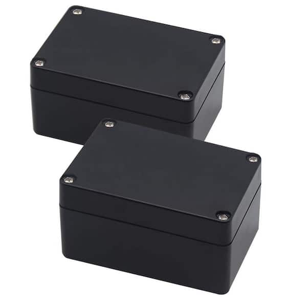Vrbgify Junction Box, Project Box IP65 Waterproof Outdoor Box ABS Plastic Electrical Boxes Electronic Enclosure, Black (2-Pack)