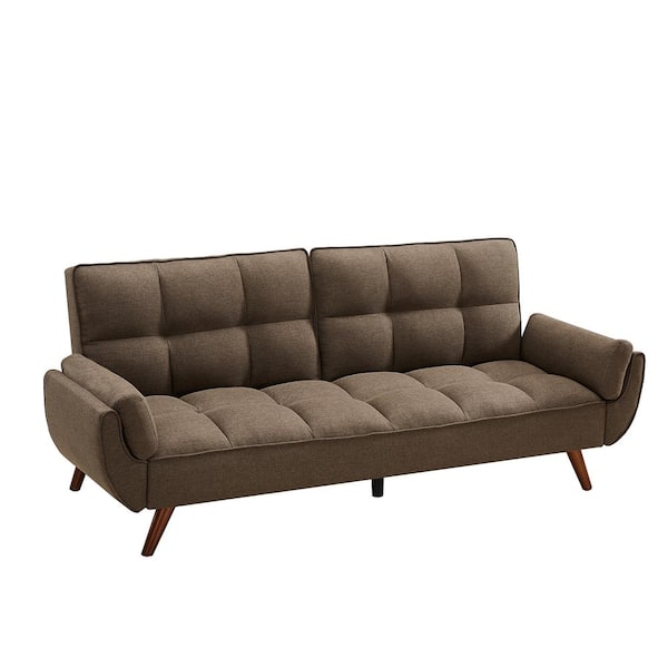 LY & S Collection 34.3 in. Width Brown Linen Twin Size Sofa Bed