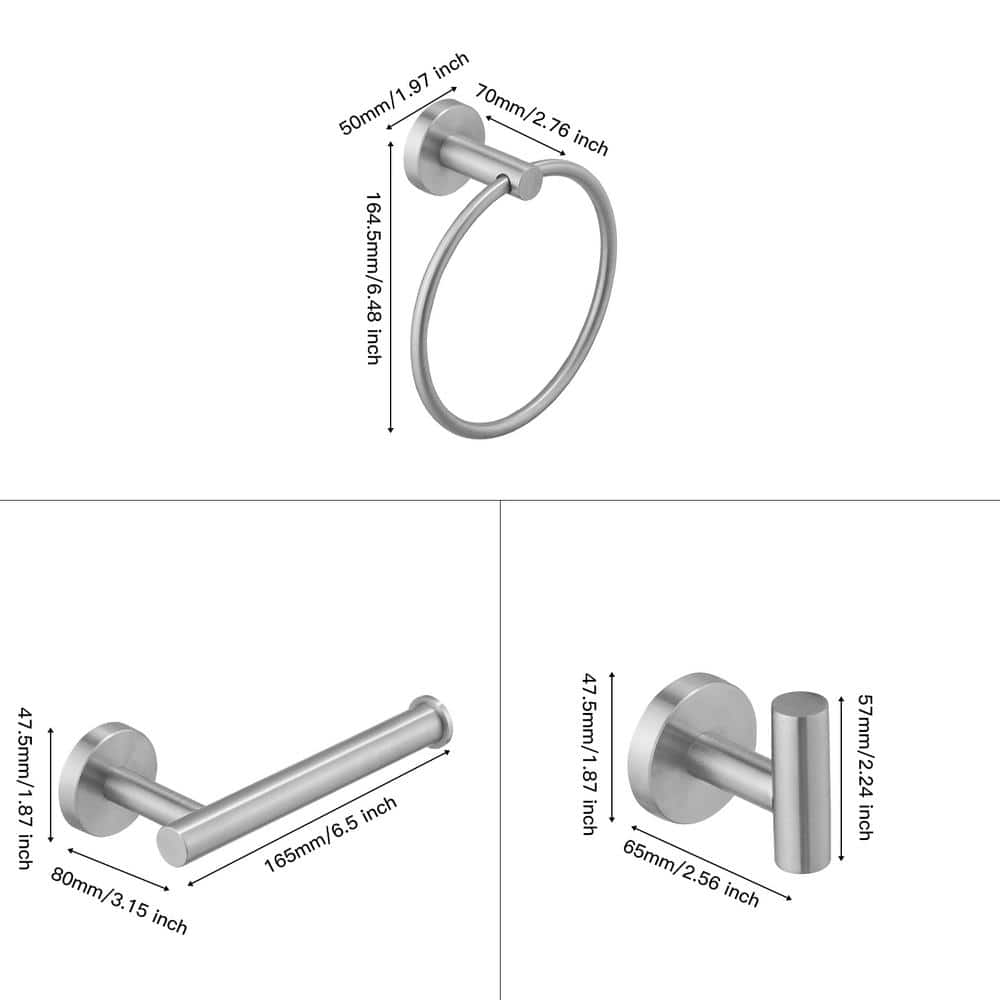 Brushed Nickel 24" Stainless Steel 4-Piece Bath Hardware Set