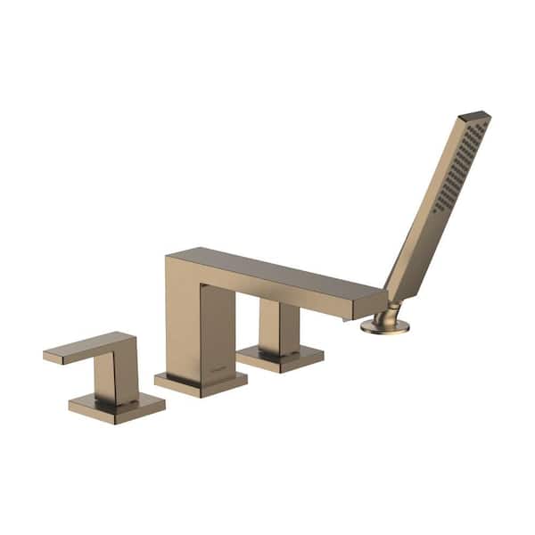 Tecturis E 2-Handle Deck-Mount Roman Tub Faucet  with Hand Shower in Brushed Bronze Valve Not Included