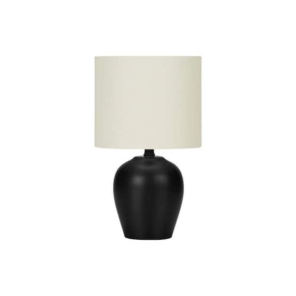 Transitional 17 in. H Table Lamp with White Shade, Black Ceramic, Task and Reading