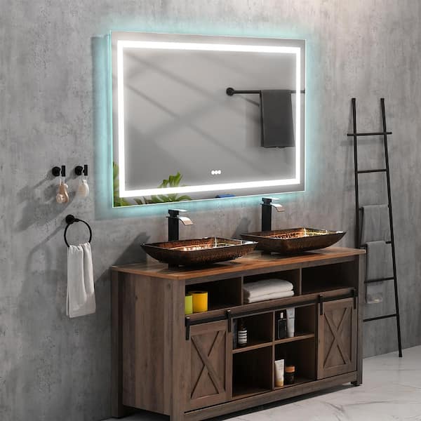 Blisstyle 60 in. W x 36 in. H Rectangle Frameless Mirror Wall Mirror Vanity Mirror