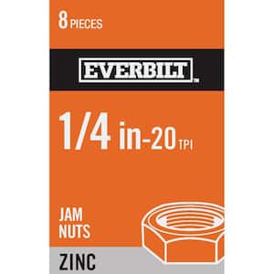 1/4 in.-20 Zinc Plated Jam Nut (8-Pack)
