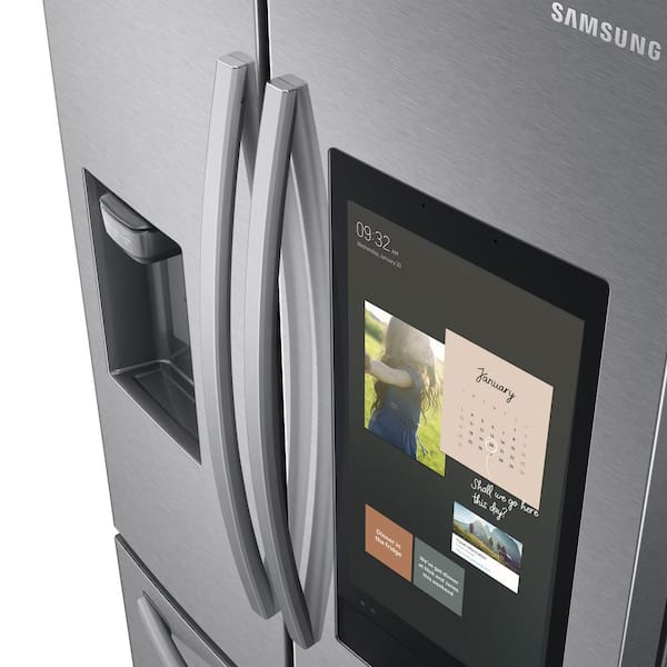 Samsung 35.75 in. W 26.5 cu. ft. 3-Door Family Hub French Door Smart  Refrigerator in Fingerprint Resistant Stainless Steel RF27T5501SR - The  Home