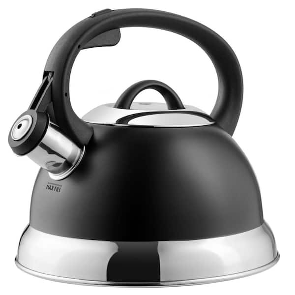 Mr. Coffee Flintshire 1.75 qt. 7-Cup Black Stainless Steel Whistling Stovetop Tea Kettle