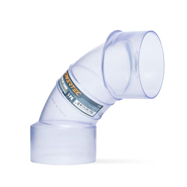 ‎POWERTEC 4 in. ID/OD 90° Elbow Dust Collector Connetcor, Clear ABS Plastic