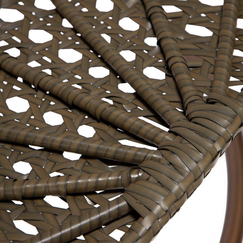 Beige Wicker Rattan Hanging Egg Chair with Cushions and Iron Stand