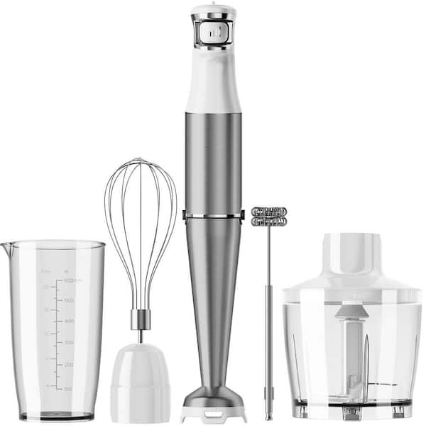 MultiUse 5-Speed White Hand Blender Set Pizza Making Accessory Kit for Smooth Puree, Soup, Sauce and Pizza Topping Prep