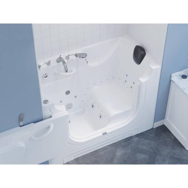 HD Series 60 in. Left Drain Wheelchair Access Walk-In Whirlpool Bath Tub with Powered Fast Drain in White HD Series 60 in. Left Drain Wheelchair Access Walk-In Whirlpool Bath Tub with Powered Fast Drain in White