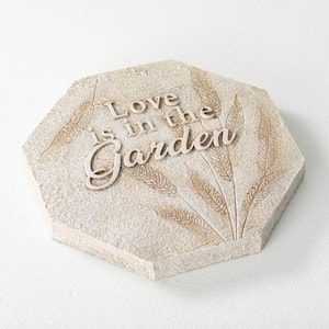 10 in. x 10 in. x 1 in. Round Magnesia Love The Garden Stepping Stone