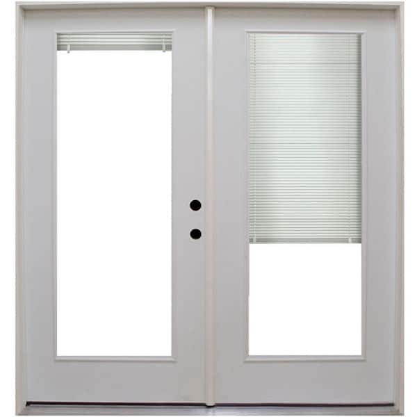 Steves & Sons Element 72 in. x 80 in. Primed Left Hand Inswing Steel Full Clear Tempered Glass Prehung Double Patio Door with Blinds