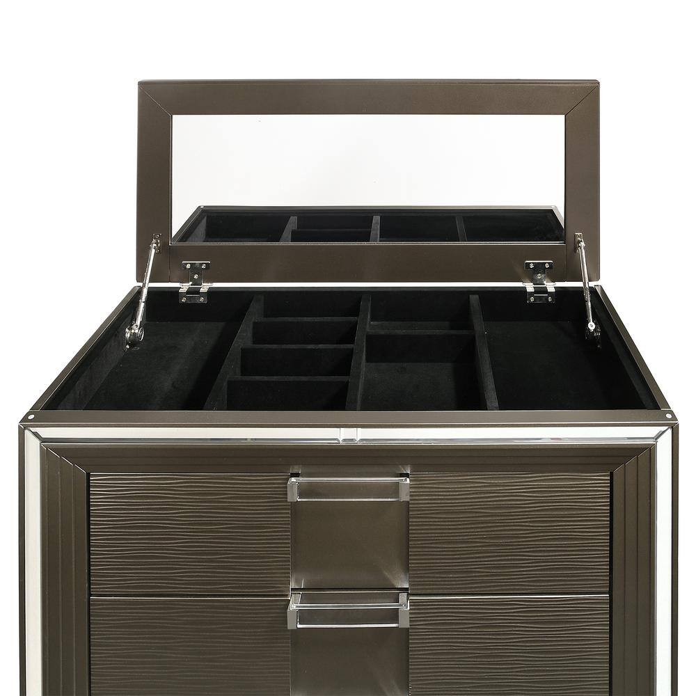 Charlotte Copper 5-Drawer Flip-Top Chest with Mirror