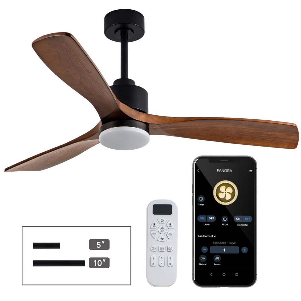 Fanora 52 in. Black Wood Ceiling Mounted Low Profile Standard