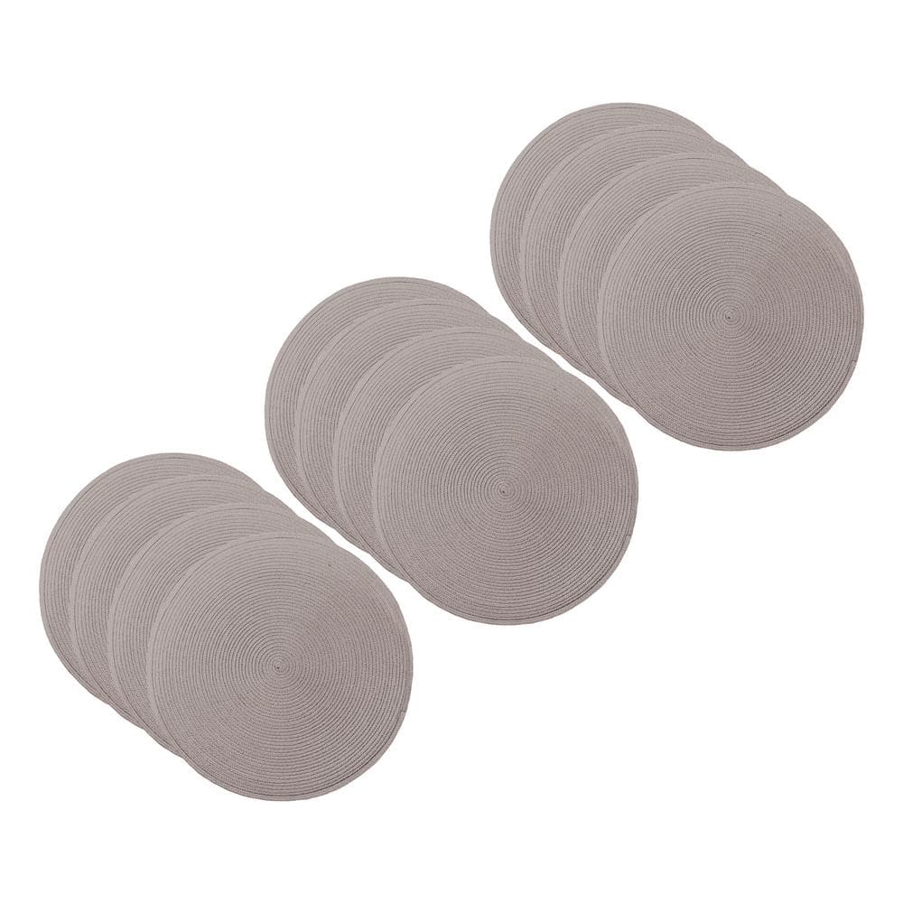 Taupe Woven Vinyl Round Placemats, Set of 12