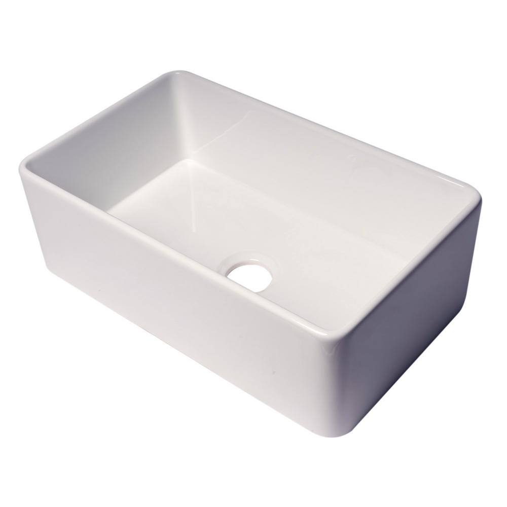 30'' White Fireclay Farmhouse Drop-In Kitchen Sink