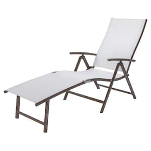 1-Piece Aluminum Adjustable Outdoor Chaise Lounge in Light Gray