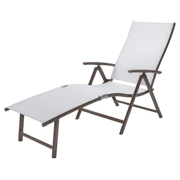 Crestlive Products 1-Piece Aluminum Adjustable Outdoor Chaise Lounge in Light Gray