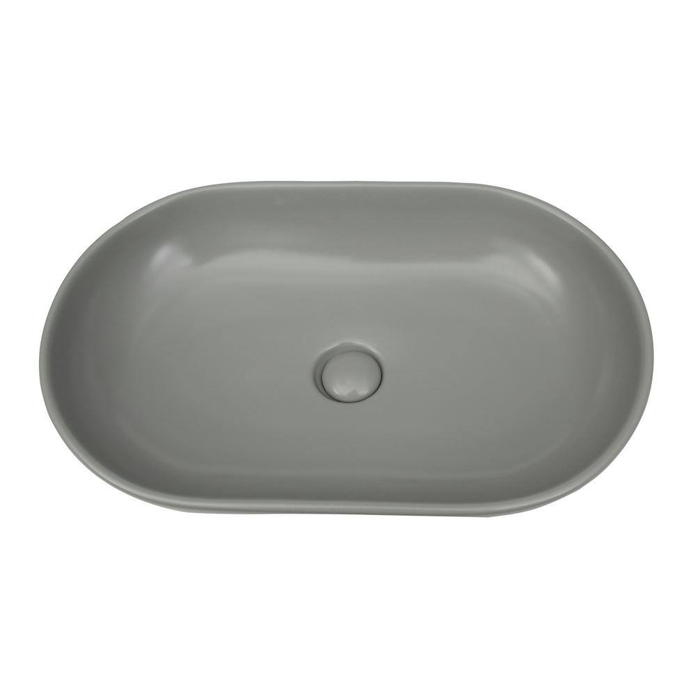 Matte Light Green Oval Ceramic Above-Counter Sink