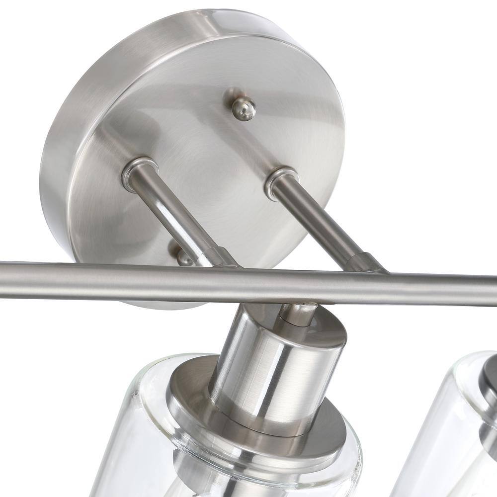 Brushed Nickel 3-Light Modern Bathroom Vanity Light with Clear Glass Shades