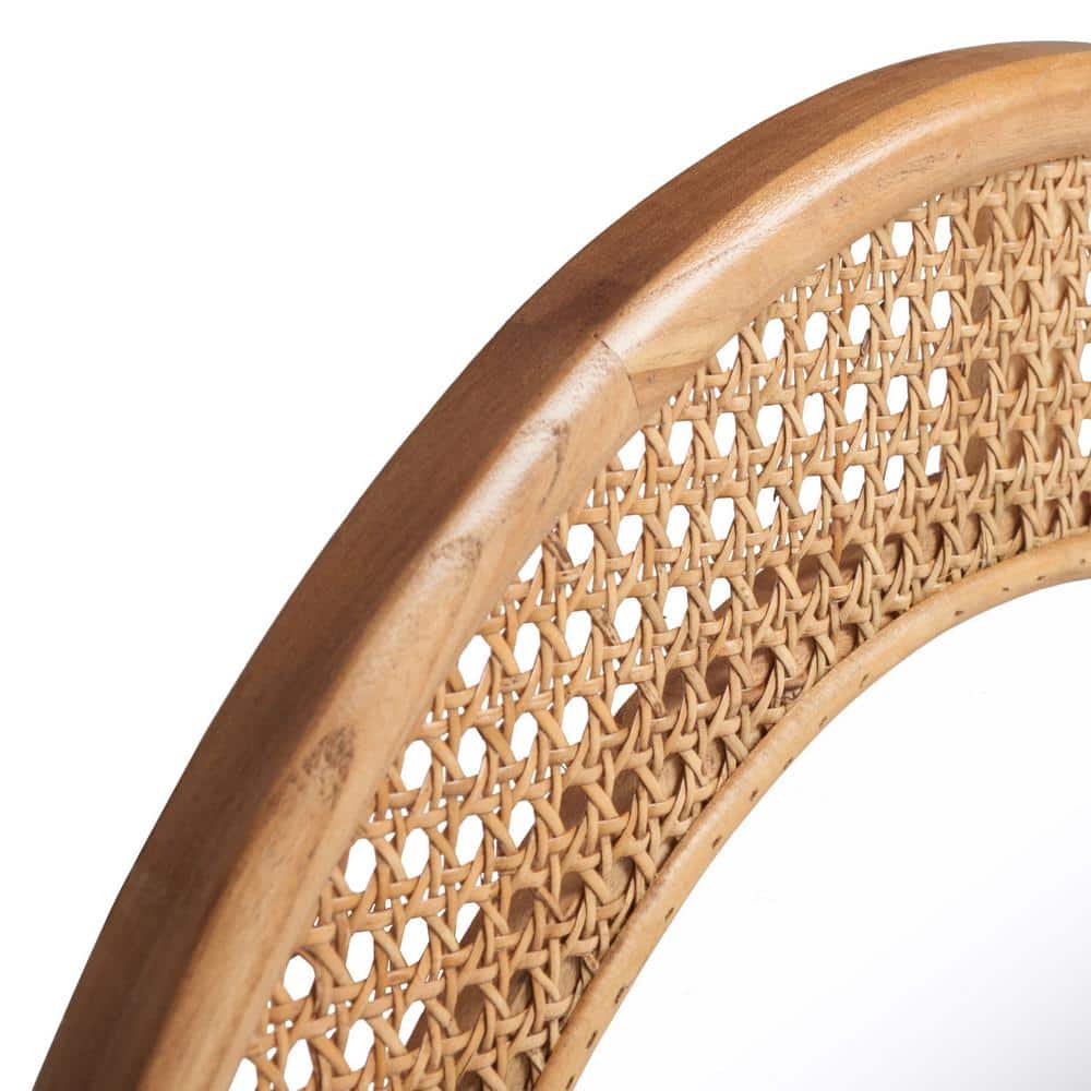 Cayce Natural Elm Wood Oval Wall Mirror with Woven Detail