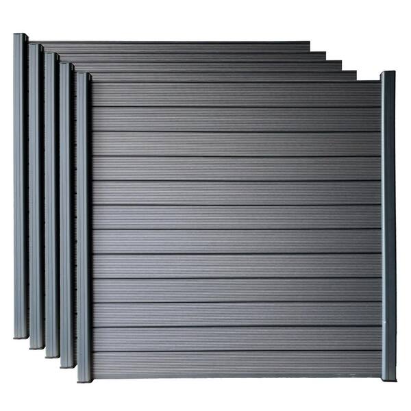 LH EP Complete Kit 6 ft. x 6 ft. Gray WPC Composite Fence Panel w ...